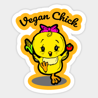 Vegan Chick with Cute Baby Chick Sticker